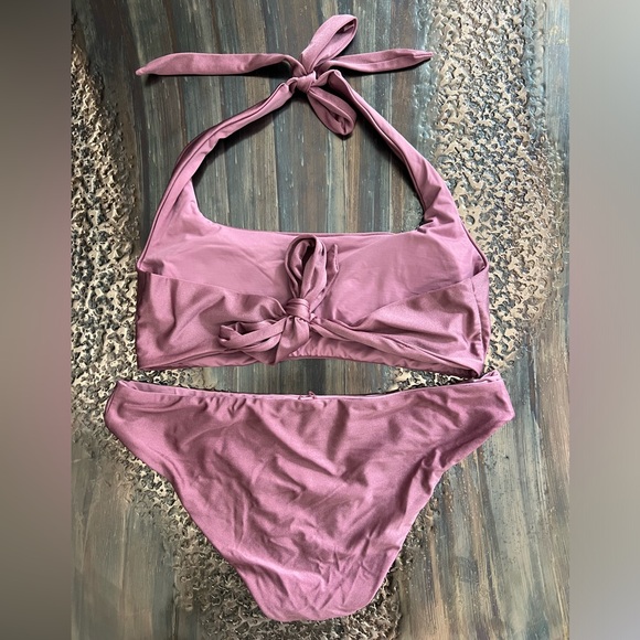 BECCA shimmer rose pink metallic bikini top size D bottoms size medium - Picture 6 of 10